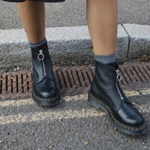 DR. MARTENS 1460 Wanama + Milled Nappa FRONT ZIP LEATHER BOOTS MSRP$210